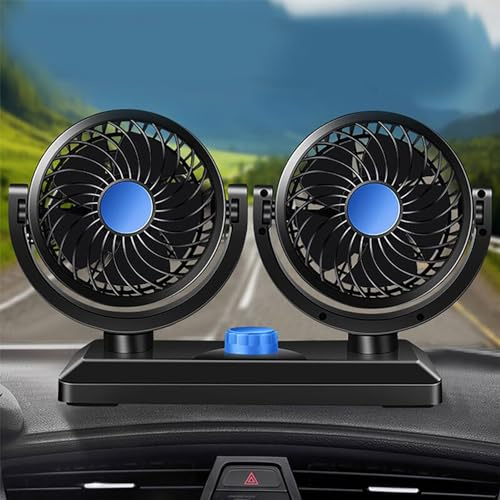 Alomejor Ventilateur de Refroidissement USB Rotatif à Double Tête pour Véhicule, Camping-car, Camion, Bureau, Fonctionnement Silencieux pour une Expérience de Conduite Sûre, Taille 20,3 X 16,4 Cm