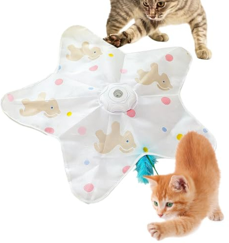 Genérico Interactivo para Gatos con Plumas,Sensor de Movimiento Inteligente y 3 Modos de Juego | Juego de enriquecimiento para Gatos | para pequeños y Grandes, Patios, porches, Jardines, césped,
