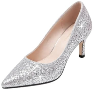 Genérico Zapatos Novia Lentejuelas Brillantina Mujer Punta Fina Tacón Medio | Zapatos De Novia Con Brillo Punta Fina Tacón Medio Lentejuelas Brillantes Suela Antideslizante Calzado Gala
