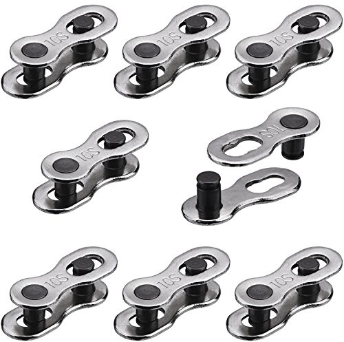 Hotop 8 Paar Kettenschlösser für Fahrradkette, für 6-, 7-, 8-, 9-, 10-Gang, Silber, wiederverwendbar, 10 Speed