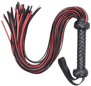 Leder Peitsche Verführung des Partners Peitsche Sex Spielzeug, Bondage Spiele Klassische SM Peitsche Bondage Flogger, schwarz/rot länge 64.5cm