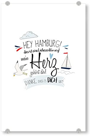 artboxONE Acrylglasbild 30x20 cm Städte Hey Hamburg - ich Liebe Dich ! - Bild Hamburg Hamburg Liebe