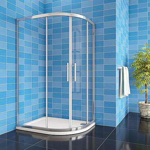Acezanble 1000x800x1900mm Right Quadrant Shower Cubicle Enclosure 8mm Easy Clean Glass Sliding Door with 1000x800mm Stone Tray Free Waste