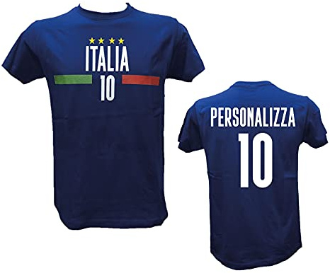DND DI D'ANDOLFO CIRO T-Shirt Uomo Maglia Blu Italia per Veri Tifosi Italiani, Stampata Direttamente su Tessuto. Personalizzata con Il Tuo Nome e Numero o del Tuo Giocatore Preferito