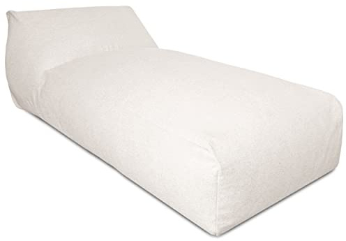 Deshome - Sitzsack für den Garten, Chaise Longue abnehmbar für den Außenbereich 180x90 cm - Bean Bag Chair, Outdoor-Sitzsack mit Polsterung Pouf Puff Design weiße Creme