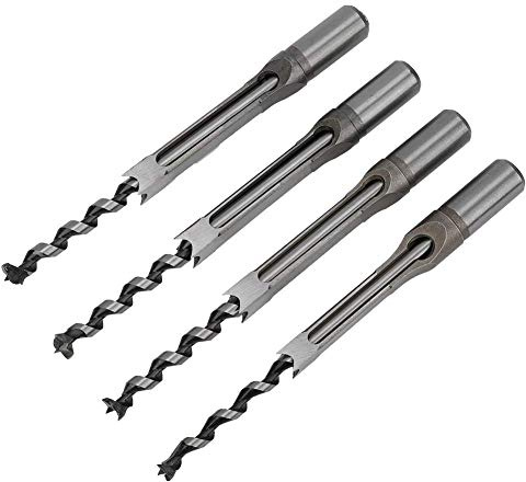 4Pcs Square Hole Drill Bits Woodworking Mortiser Drill Bit for Square Hole Drills, Square Tenon Machines. for MDF, MDF, Particle Board, Wood, etc. Drill Bit