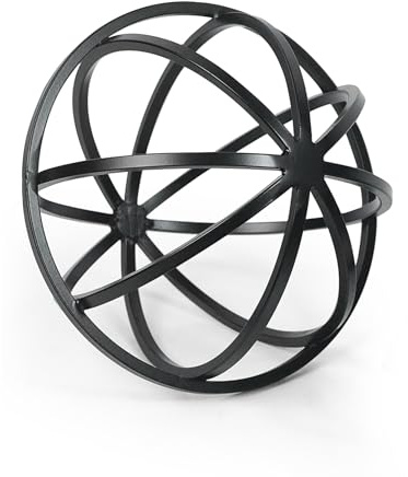 DreamsEden Metal Geometric Sphere Sculpture - 6.3 Modern Black Table Decor for Living Room, Shelf, Desk