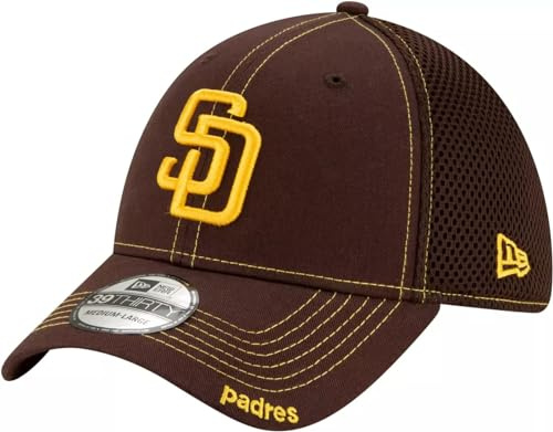 New Era MLB 39Thirty Neo Team-Farbe, Primär-Logo, Stretch-Fit, Flexible Baseballkappe, San Diego Padres, S-M
