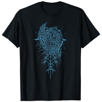 Walhalla Rabe Raben Odins Runen Nordischer Kompass Wikinger T-Shirt