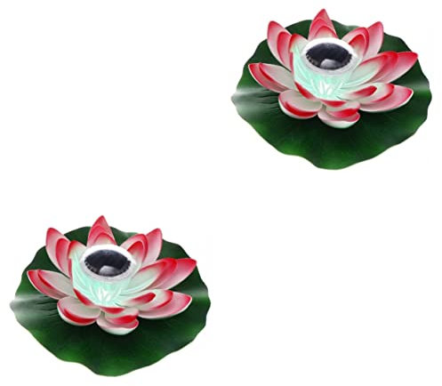 Yardwe 2 Stücke Solar Lotus Lampe Batterie Nachtlicht Schmuck Hochzeit Dekorationen Für Zeremonie Wasser Schwimmende Lampe LED Schwimmende Lilie Licht Solar Seerose Licht Wunschlampe