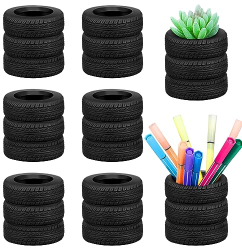 Tenceur 8 Pcs Tire Shaped Pen Holder Pen Holder for Car Desk Decor for Men Tire Shaped Pencil Boxes Bulk School Accessories Funny Pencil Brush Pot for Office Desk Accessories Back to School Gift