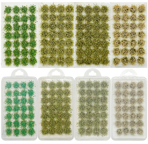 Woohome 112 Pz Modelo Árbol Césped Mechones de Hierba Wasteland Tuft, 4Colori Hierba estática Ferrocarril Césped Artificial Modelado Modelo para Tren Paisaje Ferroviario