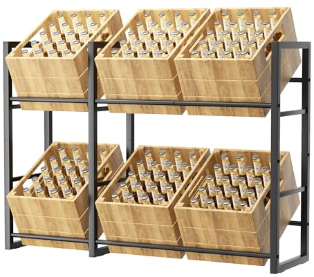 jockcaras Getränkekistenregal 6 Kisten Getränkeregal - Metall Getränkekistenhalter Kistenregal - Schwarz Bierkistenregal Getränkekistenständer Kistenregal Getränkeregal Für Wohnzimmer Weinkeller.