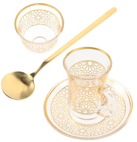 SHOWERORO Set Tazze Da Cappuccino Con Piattino in Vetro 200 Ml Tazza Da Caffè Decorativa Leggera Per Bevande Calde e Fredde Uso Casa Ufficio