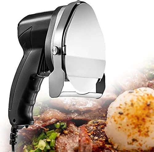 MLUENF Affettatrice elettrica per Kebab con Coltello giroscopico Solido, taglierina per Carne Commerciale, giroscopio Elettrico, con 2 Lame 80W affettatrice Kebab Turca per, Batteria