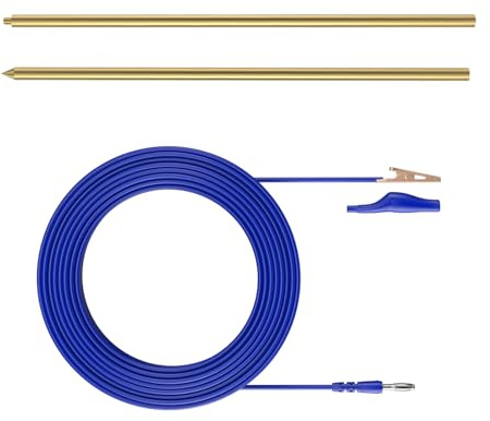 LIFENCE Copper Ground Rod,Portable Plug Grounding Rod Kit With 50ft Copper Wire & Alligator Clip for Electric Fences, Grounding Mats,Generator Antennas,Satellite Dishes (Copper Alloy Plug Ground Rod)