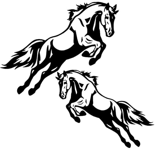 Pferdeaufkleber Schwarz, 2er Set, Auto Sticker 19x15 cm | Fliegendes Pferd Design – elegante Fahrzeugdekoration mit kraftvoller Symbolik