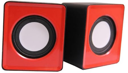 AsrMyjcx Mini de Altavoces Portátil para PC Y Portátiles con Ajustes de Sonido Personalizables, Rojo