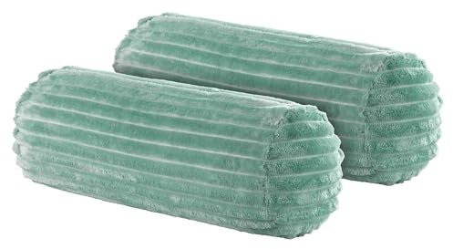 BaSaTex 2er Pack Nackenrolle Kissenbezug 15x40 Cashmere Touch Rip Cord | Nackenrollenhülle Öko-Tex Zertifiziert | 100% Mikrofaser Plüsch | Farbe: Salbei