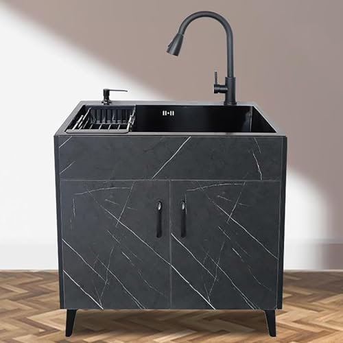 Évier Sur Pied Évier Commercial, Meuble D'évier De Buanderie Avec Évier En Acier Inoxydable Et Robinet Rétractable, Meuble D'évier De Cuisine, For Utilisation Extérieure Et Intérieure(Package B,60*45*