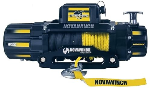 NovaWinch STINGER 12000SR Treuil électrique 12 V – 5400 kg – Treuil moteur 5400 W avec moteur en cuivre – Offoad, remorque de bateau ou remorque – Corde synthétique de 26 m avec crochet