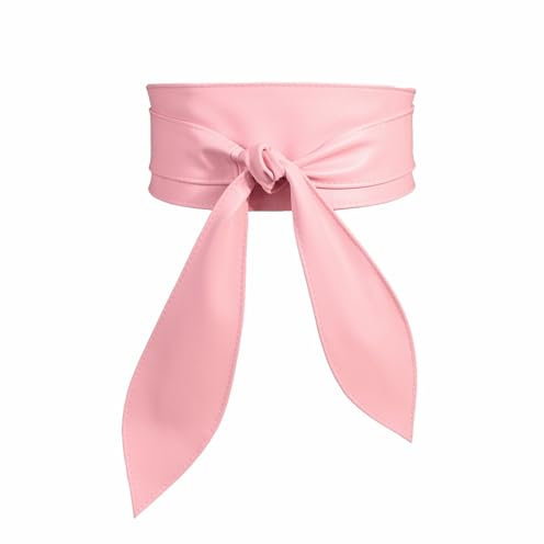Heavyoff Damen Breiter Obi Gürtel Taillengürtel Breiter Wickelgürtel Taille Band zum Schnüren Hüftgürtel Bindegürtel für Kleid, Rosa