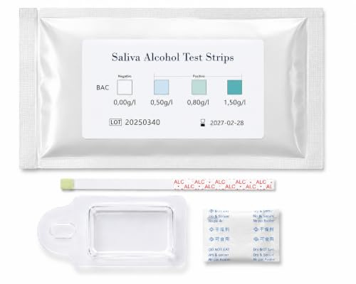 G.V.SHOP® Test Rapido dell'Alcol: strisce usa e getta per screening personale, prevenzione dell'alcol, risultato in 2 minuti, sicure e affidabili, ideali per eventi e guida (10 pezzi)