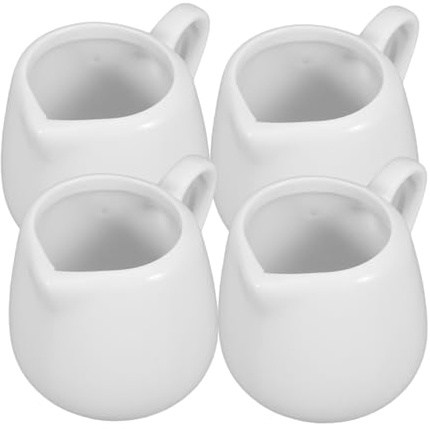 BESPORTBLE Brocche Per Salse in Ceramica Con Manico 50ml Mini Lattiera Con Beccuccio Antigoccia e Impugnatura, Contenitore Per Salsa Da Cucina Ecologico in Set Da 4 Pezzi, Per Preparazioni Domestiche