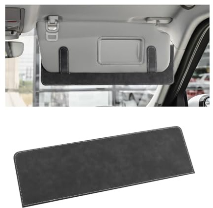HZEL 14.96 Inch Dual-Clip Sun Visor Extender, Adjustable, Snow Gray | tumbled leather and PVC, dual back-clip mounting, adjustable angle, reduces direct glare, fits many vehicle visors