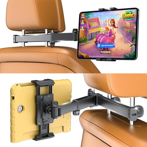 OHLPRO Tablet Halterung Auto Mitte,26CM Ausziehbare Alu-Arm KFZ Tablet Halter Kopfstütze Tablethalterungen Universal Reise Zubehör Kinder Kopfstützenhalter für iPad Switch Sumsung Smartphone 5-13 Zoll