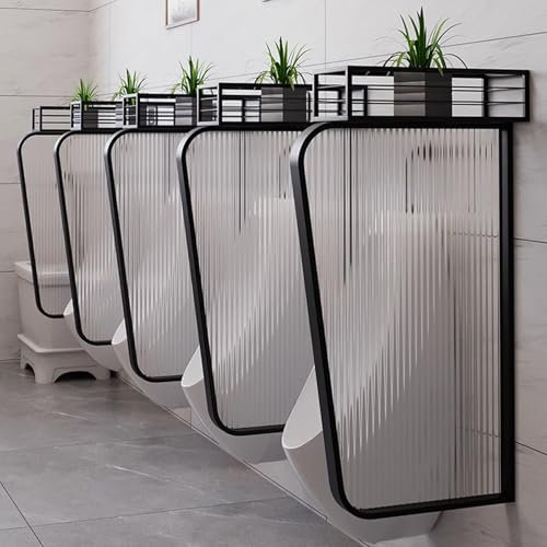 Urinal-Trennwand aus Edelstahl für Toilette, Wandmontage, WC-Bildschirm mit gehärtetem Glas, ideal für Hotelzentren, Schwarz, 1 Stück