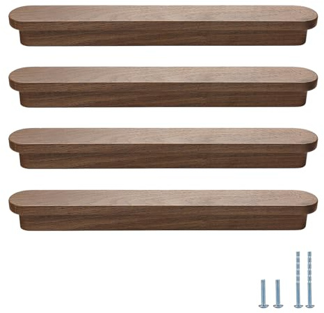 Evionlin Lot de 10 poignées de porte de placard en bois de noyer élargi 22,9 cm pour porte d'armoire et tiroir (centre à centre 19,2 cm)