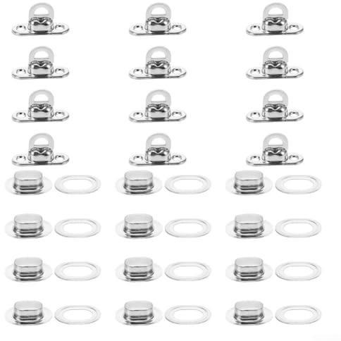 Yhenlovtt 12 Sets Kupfer-Oval-Ösen, drehbar, mit Spannschloss für PKW, Anhänger, Planensicherungs-Set