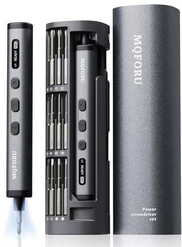 MQFORU Mini Destornillador Eléctrico, 78 en 1 Juego de Destornillador Precisión con 72 Puntas Magnéticas, 5 Ajustes de Torque, Pantalla LED, para Trabajo de Precisión Teléfono Reloj Cámara