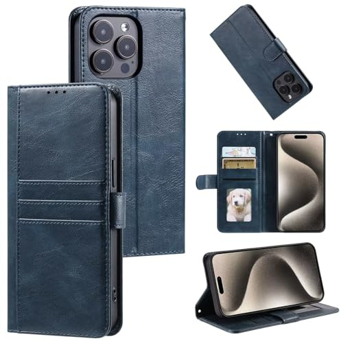 WOWUDI Funda para Moto G22 Funda de Cuero con Cremallera Cierre Magnético Carcasa de Cartera con 9 Ranuras para Tarjetas Función Stand Cover -Azul Oscuro