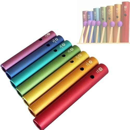Rainbow Frog Sound Tube, Wah-Wah-Tube, Hand Percussion Instrument Set 512Hz/576Hz/640Hz/684Hz/768Hz/864Hz/960Hz, for Music Accompaniment and Early Childhood Music Therapy