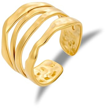 Edelstahl Silber Ringe 18K Vergoldet Verstellbare Große Ringe für Damen