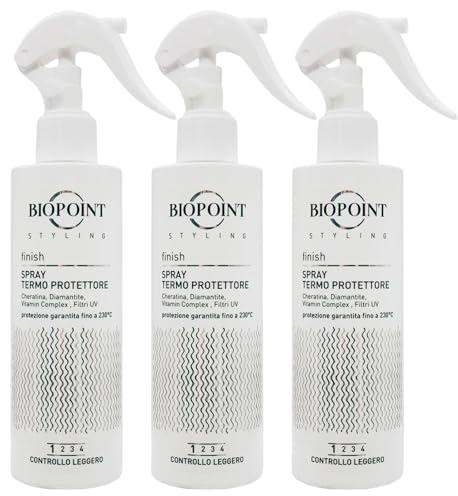 3x Spray Finish TERMOPROTETTORE, Protezione Garantita Fino a 230°C. Crea Un Efficace Schermo Protettivo Intorno Al Capello, Preservandolo Dai Danni Del Calore Del Phon, Piastra, etc.. 200ml