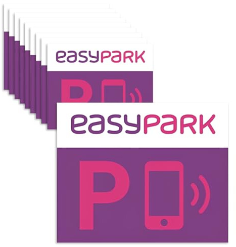ARHZ 10pcs Easy Park Hinterglasaufkleber – Kompakter Parkvignette Sticker Auto Aufkleber (5x 4 cm) für Windschutzscheibe | App-Parken, Auto Vignette Innenaufkleber |Made in GERMANY