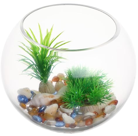 ROMISBABA Fischsäule Glas Rund Kleines Aquarium mit Breiter Anwendung Goldfischglas für Zuhause Büro Tisch Dekor