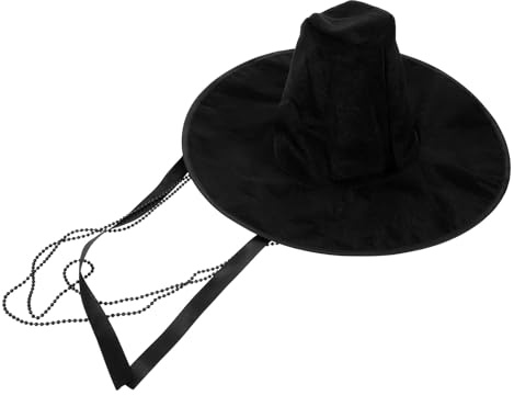 LIGIGWASH 2 St Koreansk Platt Topp Hatt med Pärlkedjor Traditionell Joseon-dynasti Svart Hatt för Herrar Cosplay och Halloween-fest Stabil Form Andningsbar och Mångsidig Scenkostym