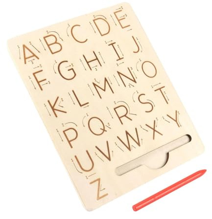 Kinder Alphabet Schreibbrett,Beidseitig Holz Lernspielzeug Zum Buchstaben Nachfahren - Buchstaben Tafel - für Schule Spielzimmer Mädchen Hausunterricht Sommerlager Gruppenaktivität Geburtstag