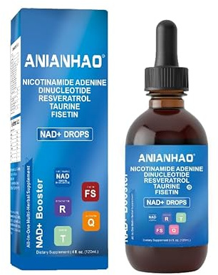 Gotas Líquidas de NAD+ Booster, 120 ml - Suplemento Dietético con Dinucleótido de Adenina de Nicotinamida, Resveratrol, Taurina y Fisetina, Apoyo para la Energía y el Metabolismo Celular