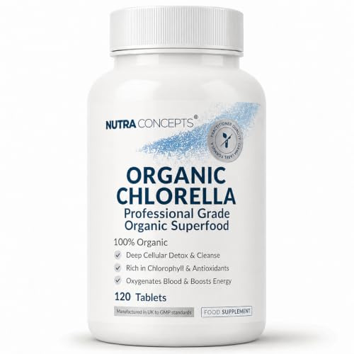 Nutraconcepts Organic Chlorella - 120 Vegan Tablets - Immune, Liver & Digestive Support - Deep Cellular Detox - Rich in Chlorophyll & Antioxidants - Energy Boosting - Natural Superfood - UK Made