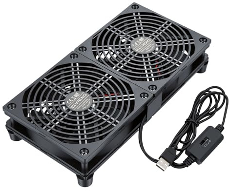 ELUTENG USB-fläkt 120 mm Tvåradig med 3 justerbara hastigheter Datorfläkt Hydraulisk design 5 V husfläkt för PS4/Laptop/TV-box/AV-skåp/router