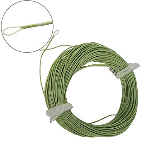 Aventik Angelschnur zum Fliegenfischen von Forellen, Gewicht nach vorne, schwimmende Fliegenschnur mit freiliegender Schlaufe Easy Line ID (1 Stück, grün, 4F)