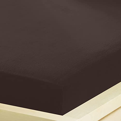 G BETTWARENSHOP – Inkontinenz Spannbettlaken mit Nässeschutz – wasserdicht aus weichem Feinbiber – 2in1 Spannbetttuch & Matratzenschutz 180x200-200x200 cm, Schoko