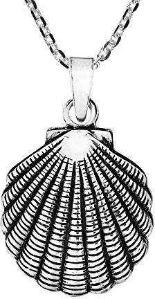 AeraVida - Collar con colgante de concha de mar de plata de ley 925