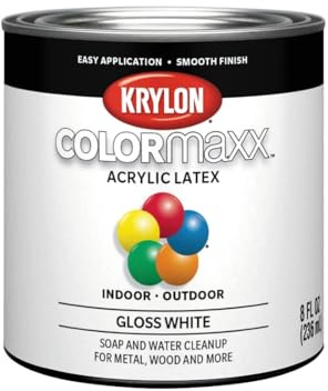 Krylon K05612007 COLORmaxx Paint & Primer, Gloss, White, 1/2 Pt