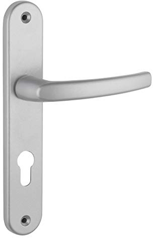 THIRARD - Ensemble de poignées pour porte d'entrée Sultane trou de cylindre, carré 7mm, entr'axes 195mm, argent